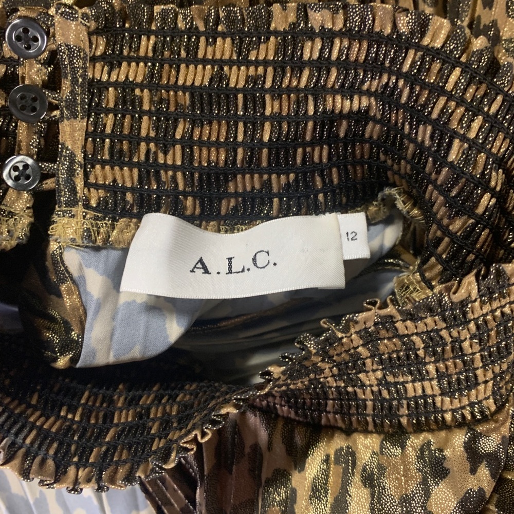 A.L.C. Spotted Leopard Foil Renzo Dress Size 12 - Picture 6 of 7